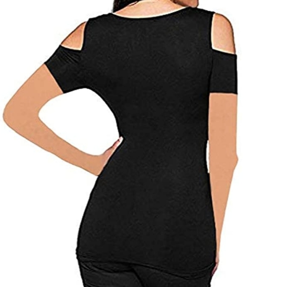 Merryfun Women's Short Sleeve Sexy Blouse Deep V - Picture 2 of 3